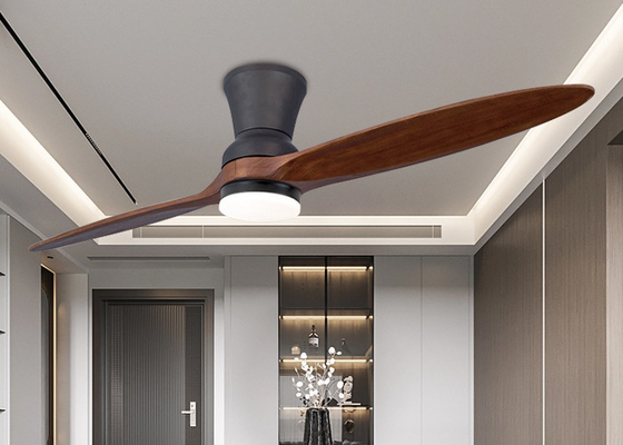 ضوء مروحة سقف خشبية صلبة ذات ورقتين مدمجة لغرفة المعيشة